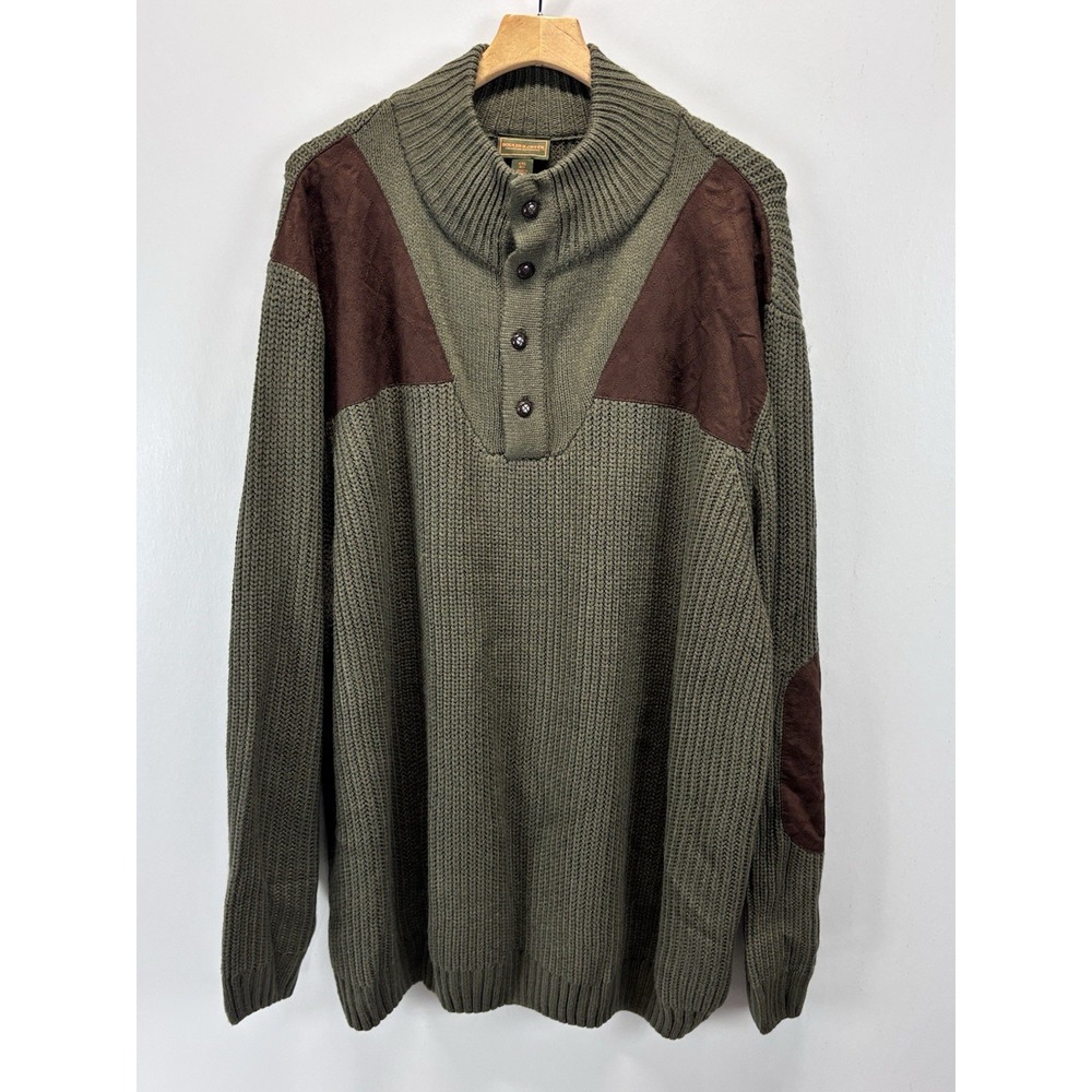 NEW! Boulder Creek Sweater Sz 4XL Big & Tall Men's Green Elbow Patches Henley